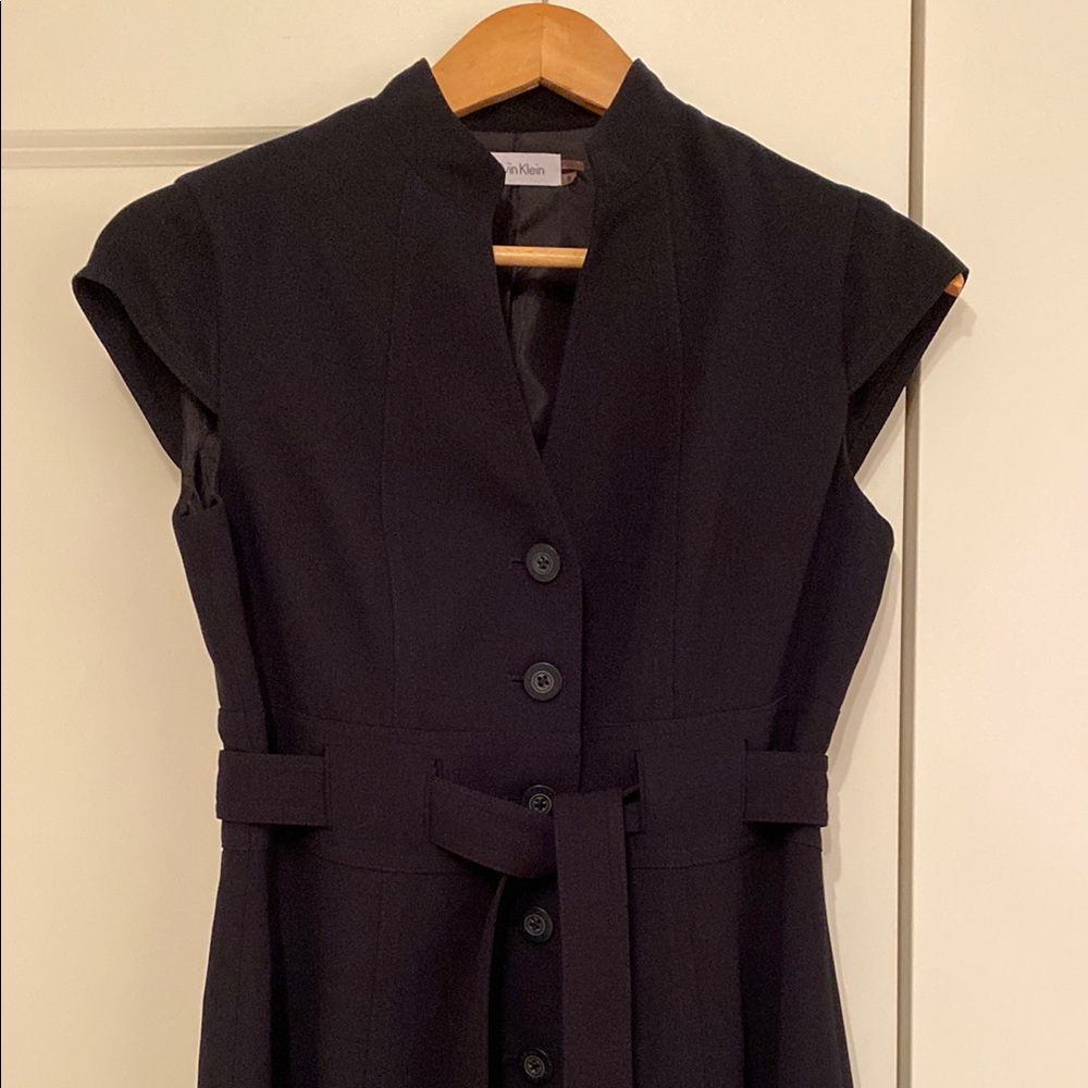 Calvin Klein Black Button-Front Midi Dress